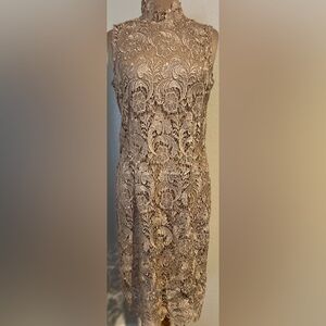 WinterSilks Lace Midi Dress in Cream